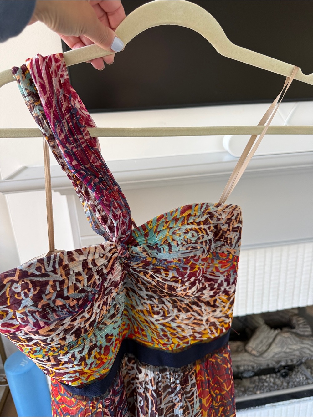 Colorful Abstract Print One-Shoulder Dress